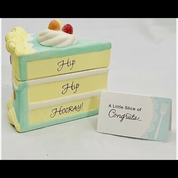 HALLMARK Cake TRINKET BOX LITTLE SLICE OF NICE “Congrats” New - Picture 2 of 12